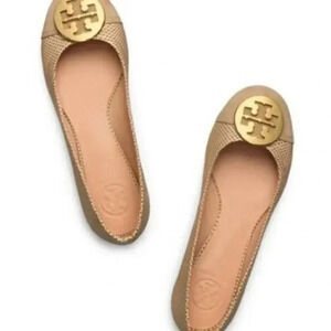 Tory Burch Serena Ballet Flat Vitraux Snake Clay Gold Cap Toe